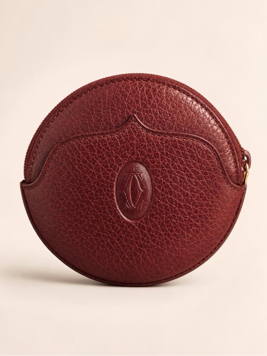 Cartier Handbags - Authentic Vintage Cartier Must de Cartier Burgundy Leather Round Coin Purse